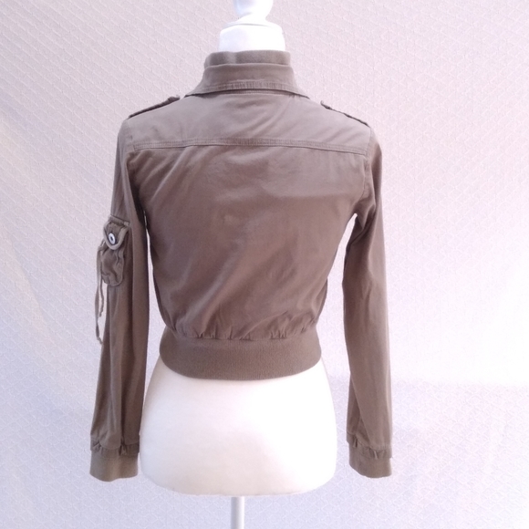 YS USA Army Green Crop Zip Up Jacket - Picture 3 of 10